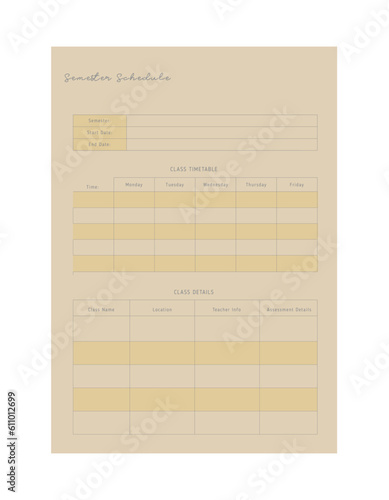 Semester Week Planner