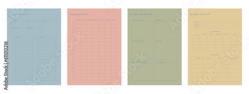 set of 4 Semester Week Planner. 