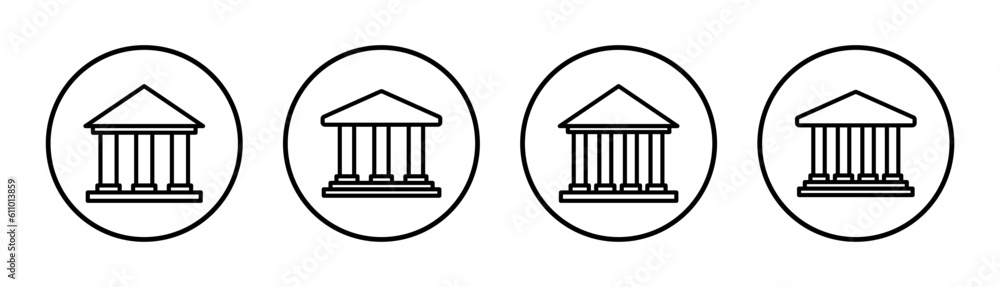 Bank icon set illustration. Bank sign and symbol, museum, university Bank icon set illustration. Bank sign and symbol, museum, university