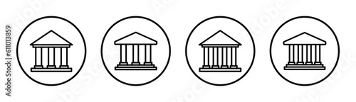 Bank icon set illustration. Bank sign and symbol, museum, university