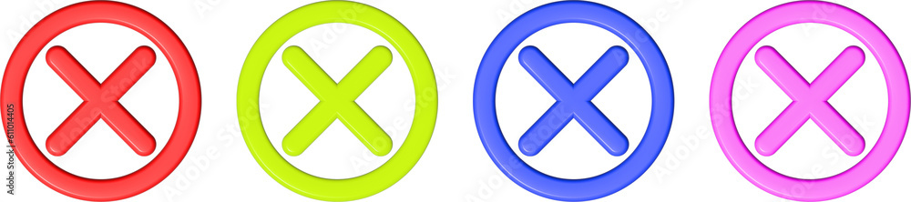 Obraz premium yes or no icon 3d set ,stop icon ,exit 3d icon