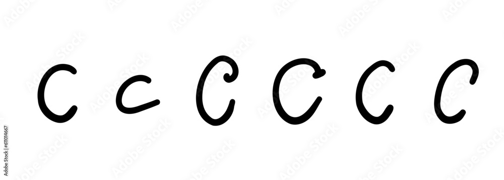Scribble handwritten black english latin C alphabet letter symbol. Vector illustration in hand drawn doodle style isolated on white background. For kids book, decorating, logo, learning, card. Scribble handwritten black english latin C alphabet letter symbol. Vector illustration in hand drawn doodle style isolated on white background. For kids book, decorating, logo, learning, card.