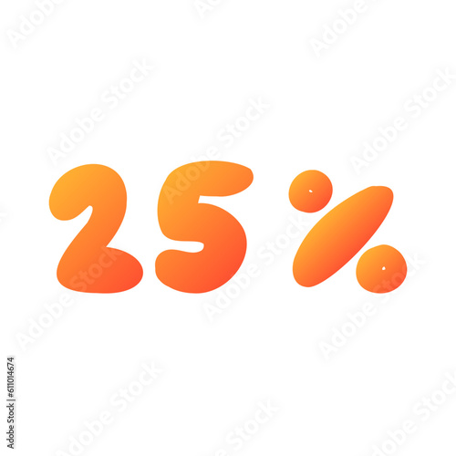 20 percent sale off orange discount logo special offer lettering. Vector design illustration in cartoon flat actual modern style isolated on white background. For coupon, banner, poster, web site.