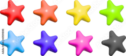 star award colorful 3d icon set 