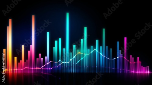 Futuristic colourful growing business stocks arrow graph. Generative ai © NK