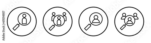 Hiring icon set illustration. Search job vacancy sign and symbol. Human resources concept. Recruitment