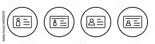 License icon set illustration. ID card icon. driver license, staff identification card