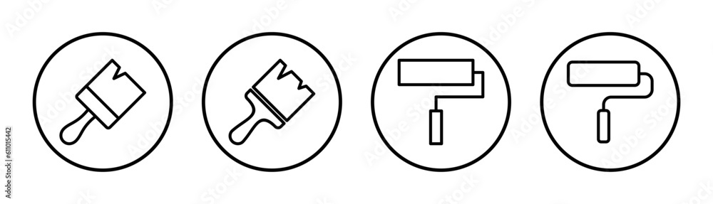 Paint icon set illustration. paint brush sign and symbol. paint roller icon vector Paint icon set illustration. paint brush sign and symbol. paint roller icon vector