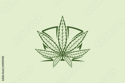 Creative logo design depicting a cannabis leaf inside a shield - Logo Design Template	
