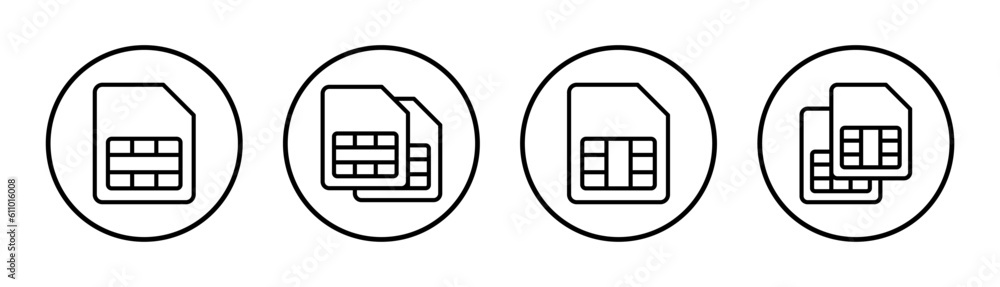 Sim card icon set illustration. dual sim card sign and symbol Sim card icon set illustration. dual sim card sign and symbol