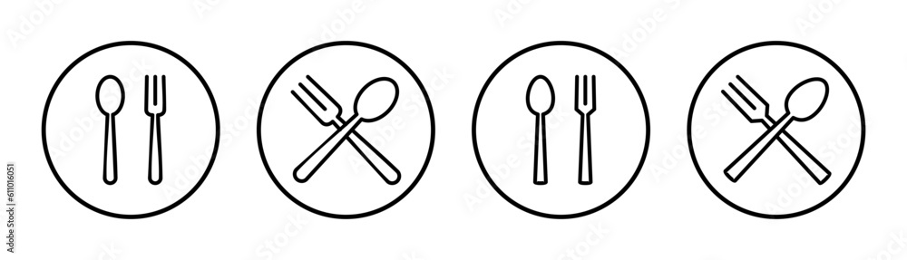 spoon and fork icon set illustration. spoon, fork and knife icon vector. restaurant sign and symbol spoon and fork icon set illustration. spoon, fork and knife icon vector. restaurant sign and symbol