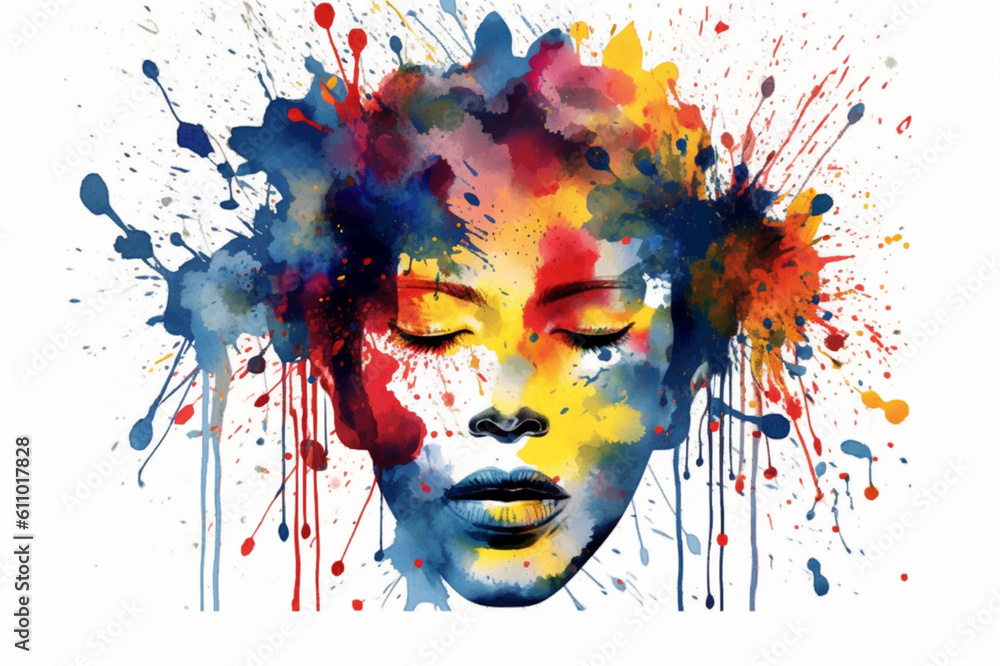 Mental health and creative abstract concept. Colorful illustration of ...