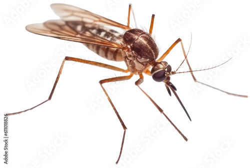 Closeup of a mosquito insect isolated on white background as transparent PNG, generative AI animal