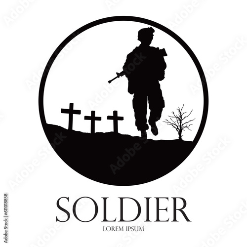 soldiers return home defeated, many of his friends died, icon in the circle