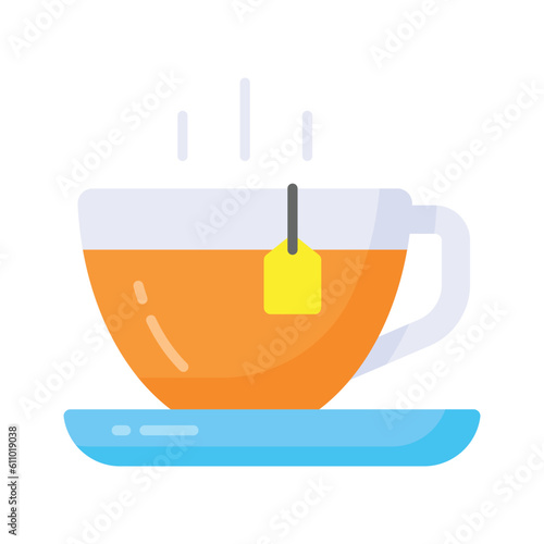 A hot tea cup vector icon design, hot beverage concept