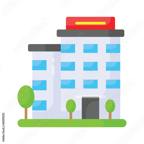 Beautifully designed icon of hotel, modern style vector of restaurant building customizable and easy to use