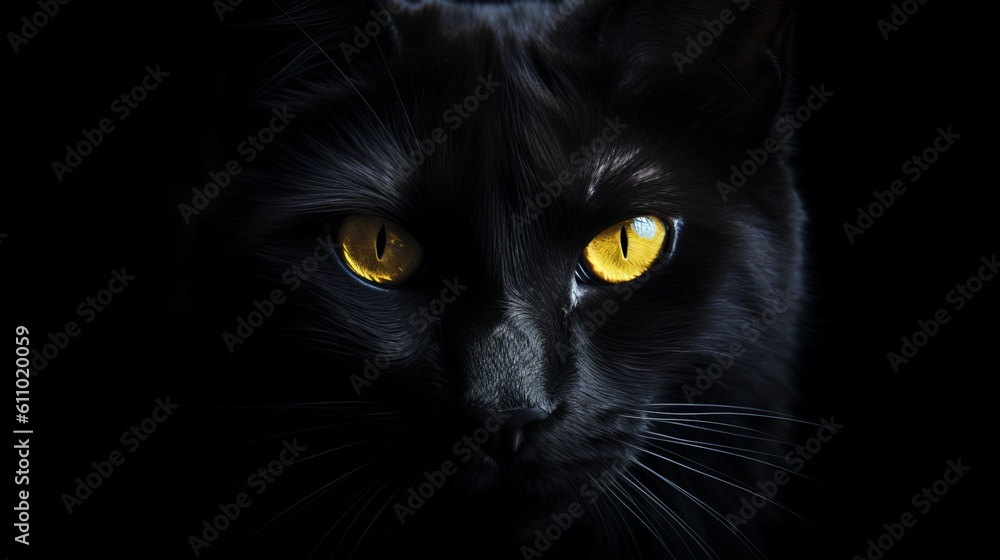 Mysterious Black Cat Peering from the Shadows