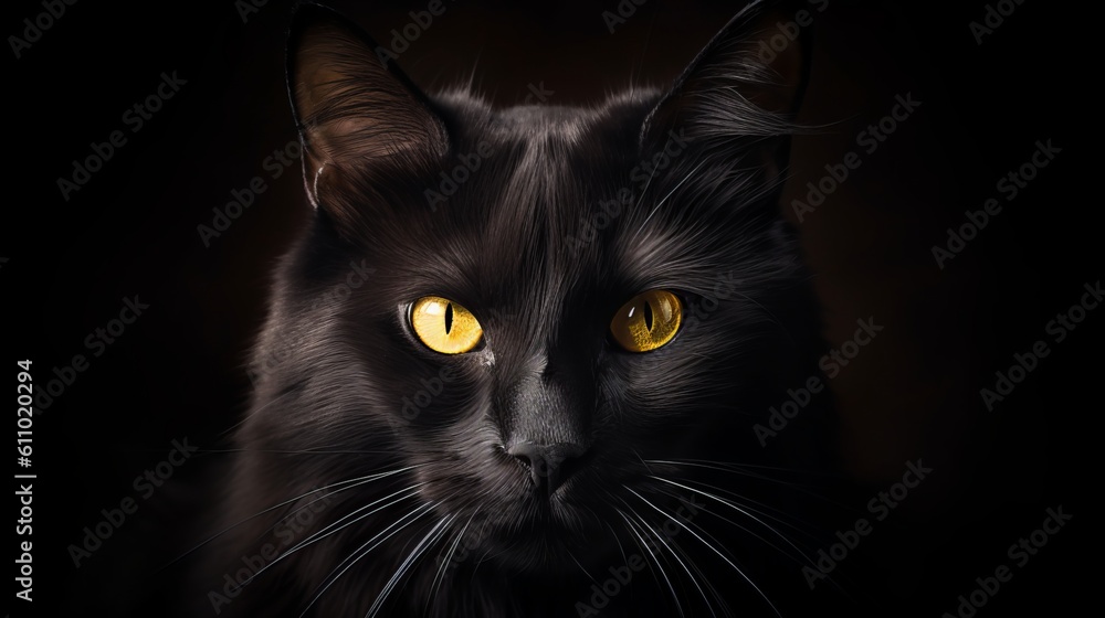 Mysterious Black Cat Peering from the Shadows Mysterious Black Cat Peering from the Shadows