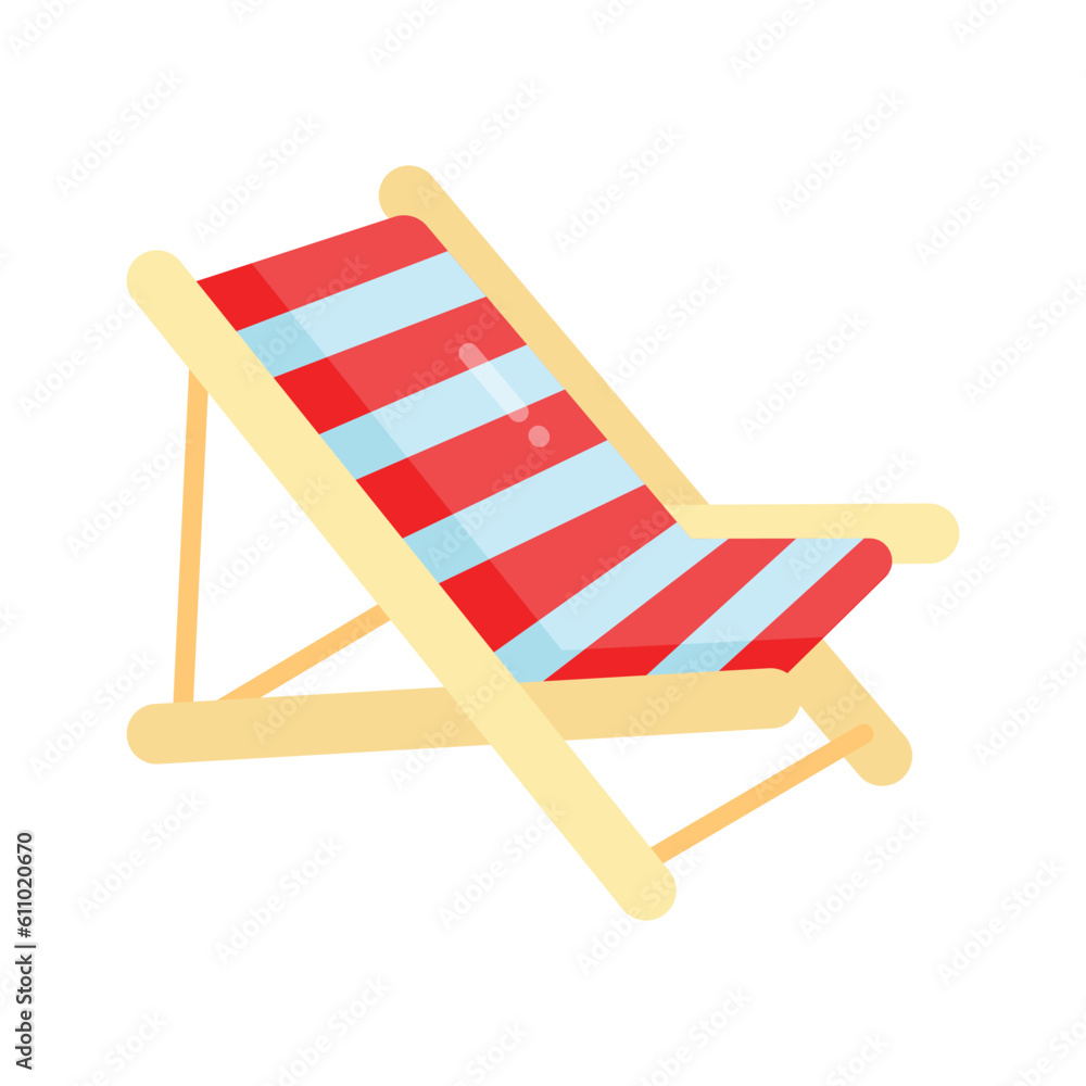An editable icon of deck chair in modern style, easy to use vector of sunbed