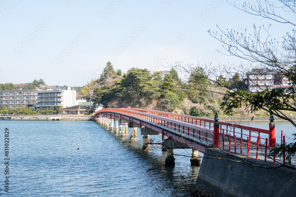 日本三景の一つ「松島」にある赤い橋
「福浦橋」 in 宮城県