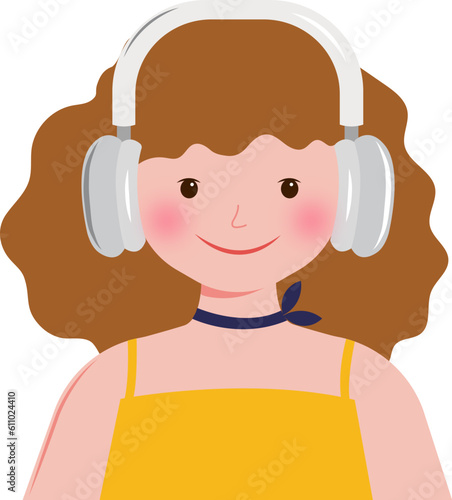 A happy person with a headphone