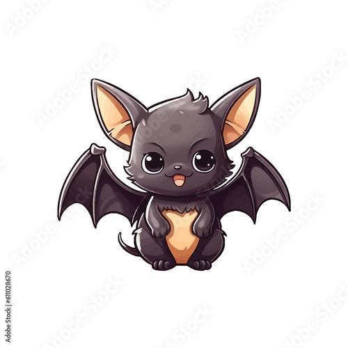 Cheerful Bat  Lively 2D Illustration Brimming with Cuteness