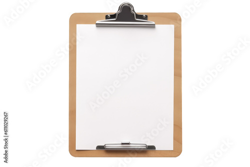 Clipboard with blank sheet isolated on transparent background, Generative AI 