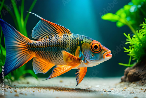 Beautiful Exotic Fishes in Planted Aquarium