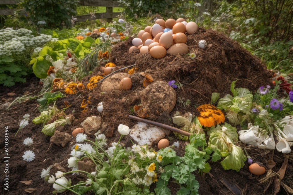compost pile, teeming with life and ready to be turned, created with generative ai compost pile, teeming with life and ready to be turned, created with generative ai