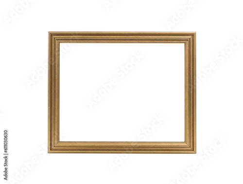 Classic gold picture frame isolated with cut out center.