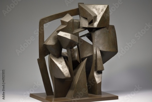 cubist sculpture  with angular and geometric shapes  created with generative ai