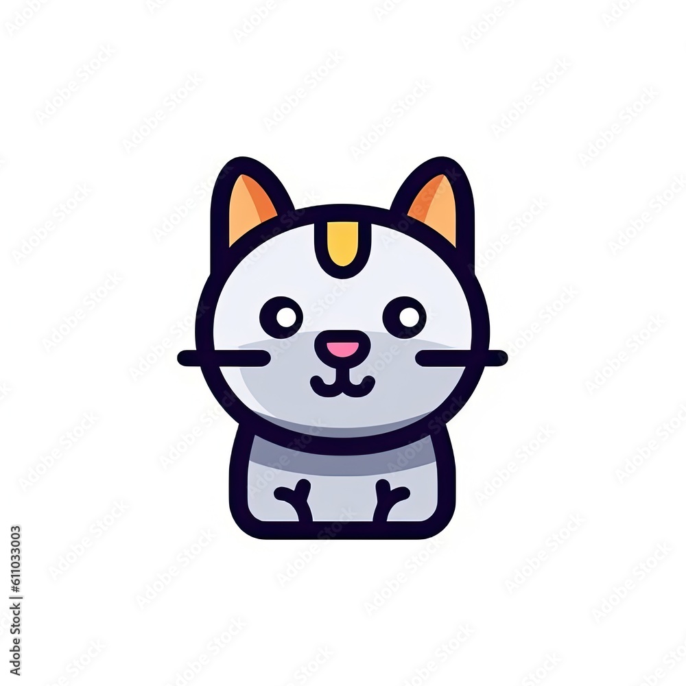 Portrait of Chartreux cat cute animal icon. Line style character avatar. Generative AI Portrait of Chartreux cat cute animal icon. Line style character avatar. Generative AI