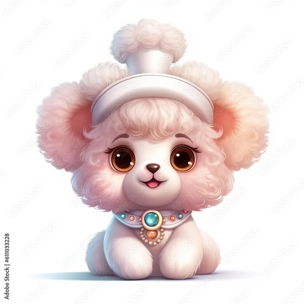 Obraz premium Portrait of Poodle cartoon animal. Cute style character avatar. Generative AI