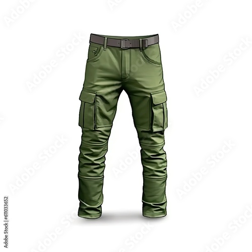 Cargo pants fashion clothing with colorful pattern isolated on white background. Generative AI