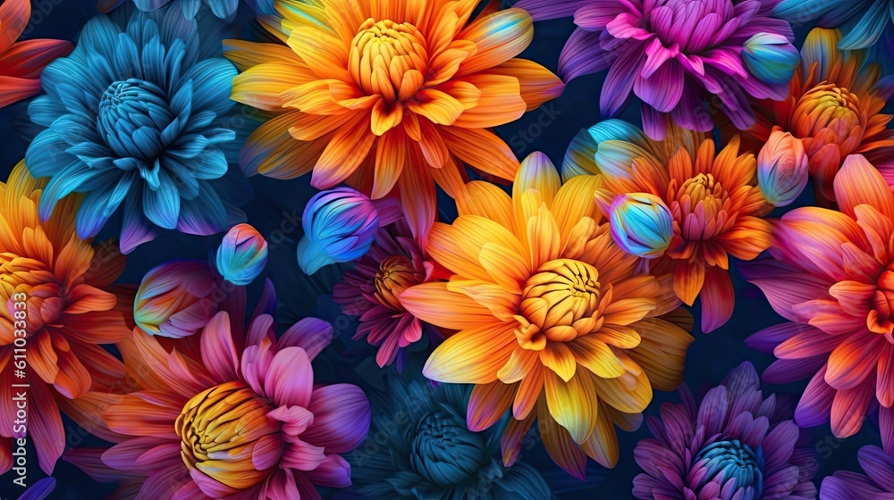 Obraz premium Chrysanthemum flowers in floral spring background. Generative AI