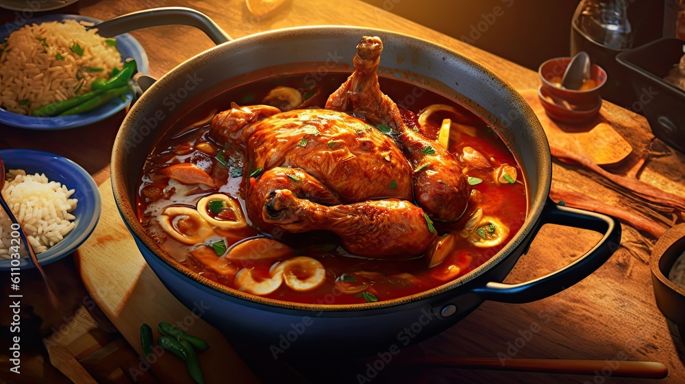 Chicken Adobo tasty meal background. Delicious food. Generative AI ...