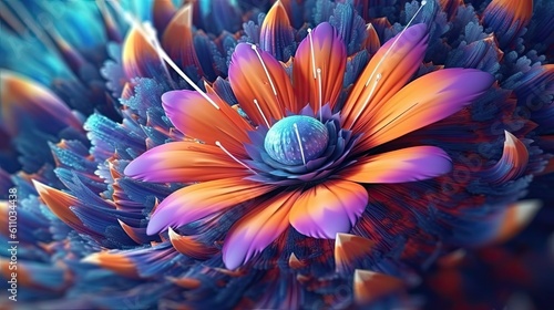 Gerbera flowers in futuristic floral background. Beautiful blooming design. Generative AI