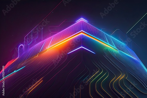 Computer Circuit Cyber Neon Generative AI