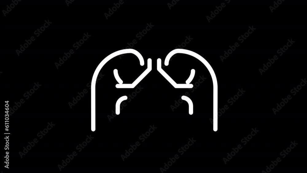 Animated human lungs line icon. Health system. Primary organ. White linear HD video footage for night mode. Looped isolated symbol animation on black with alpha channel transparency Animated human lungs line icon. Health system. Primary organ. White linear HD video footage for night mode. Looped isolated symbol animation on black with alpha channel transparency