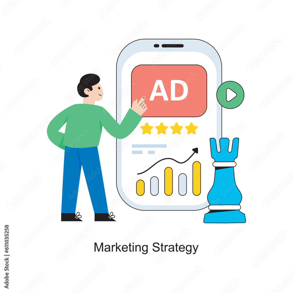 Marketing Strategy Flat Style Design Vector illustration. Stock illustration