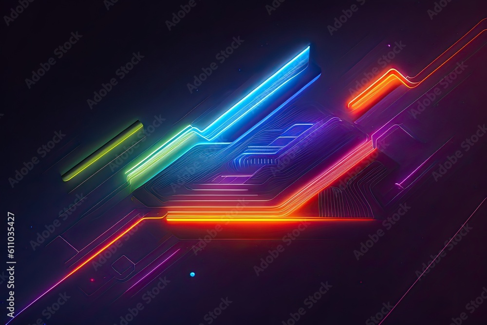 Computer Circuit Cyber Neon Generative AI Computer Circuit Cyber Neon Generative AI
