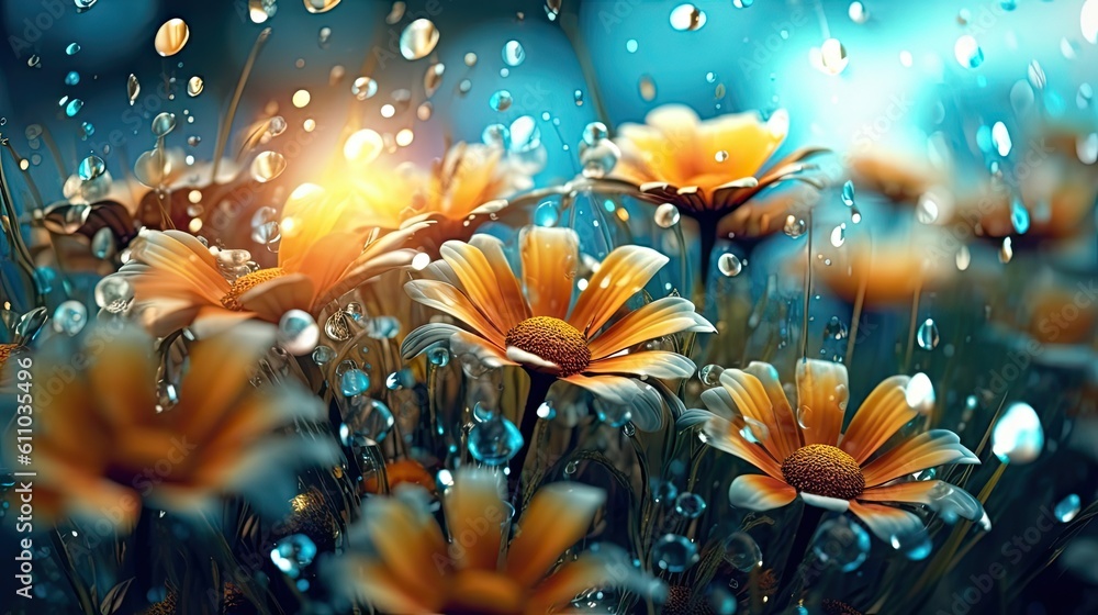 Daisy flowers in floral spring background. Generative AI