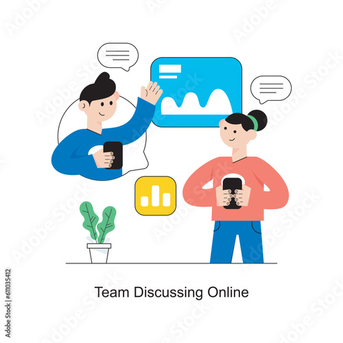 Team discussing online Flat Style Design Vector illustration. Stock illustration