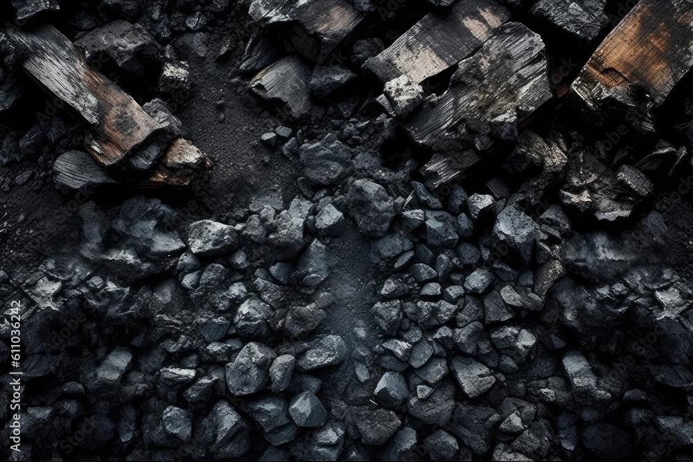 Coal mineral black. Coal pattern. Generative AI Coal mineral black. Coal pattern. Generative AI