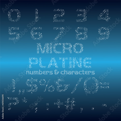 Microcircuit numbers and characters letters EPS (ID: 611036690)