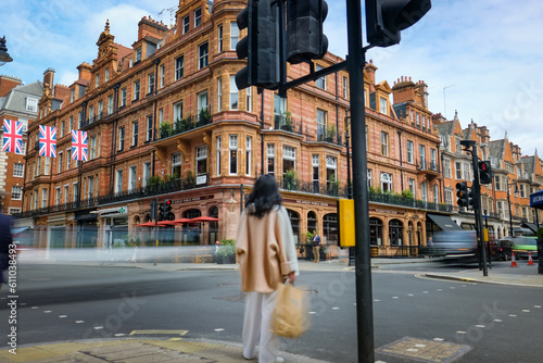 London, Mayfair- Mount Street in Mayfair, a landmark street of luxury shops, hotels and restaurants  photo