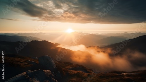 Sunset View from the Top of a Mountain