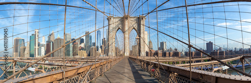 Brooklyn Bridge in New York City skyline of Manhattan with World Trade Center skyscraper panorama in the United States © Markus Mainka