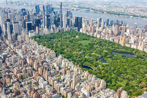New York City skyline skyscraper of Manhattan real estate with Central Park aerial view in the United States photo