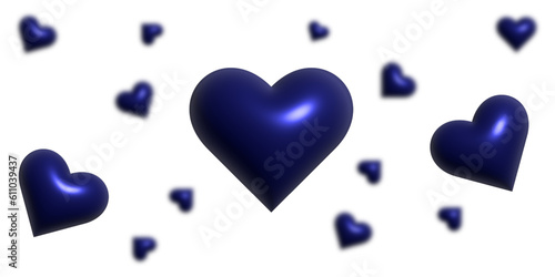 Metallic Blue 3D Heart Shapes